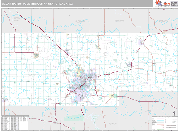 Cedar Rapids, IA Metro Area Wall Map